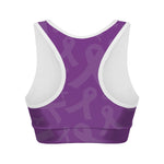 Purple Cancer Awareness Ribbon Print Women's Sports Bra