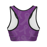 Purple Cancer Awareness Ribbon Print Women's Sports Bra