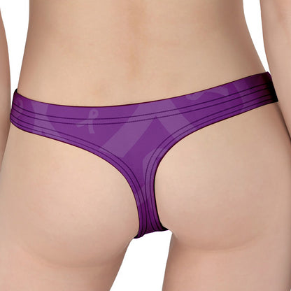 Purple Cancer Awareness Ribbon Print Women's Thong