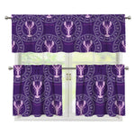 Purple Cancer Zodiac Pattern Print 3 Piece Kitchen Curtains