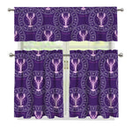 Purple Cancer Zodiac Pattern Print 3 Piece Kitchen Curtains