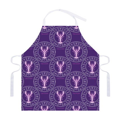 Purple Cancer Zodiac Pattern Print Adjustable Apron