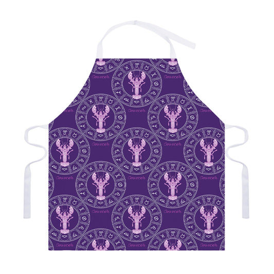 Purple Cancer Zodiac Pattern Print Adjustable Apron