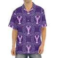 Purple Cancer Zodiac Pattern Print Aloha Shirt