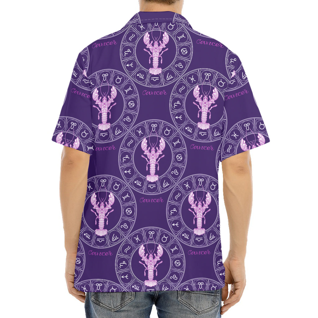 Purple Cancer Zodiac Pattern Print Aloha Shirt