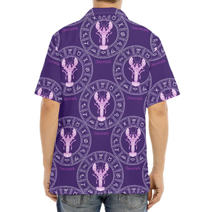 Purple Cancer Zodiac Pattern Print Aloha Shirt
