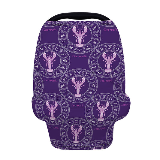 Purple Cancer Zodiac Pattern Print Baby Seat Cover