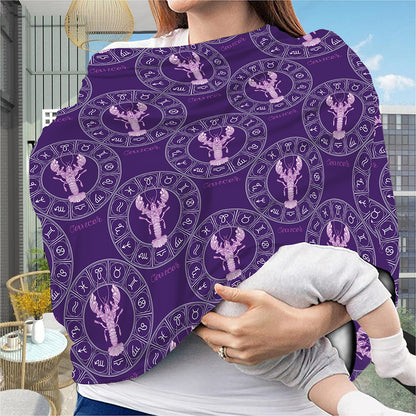 Purple Cancer Zodiac Pattern Print Baby Seat Cover