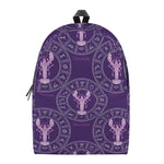 Purple Cancer Zodiac Pattern Print Backpack