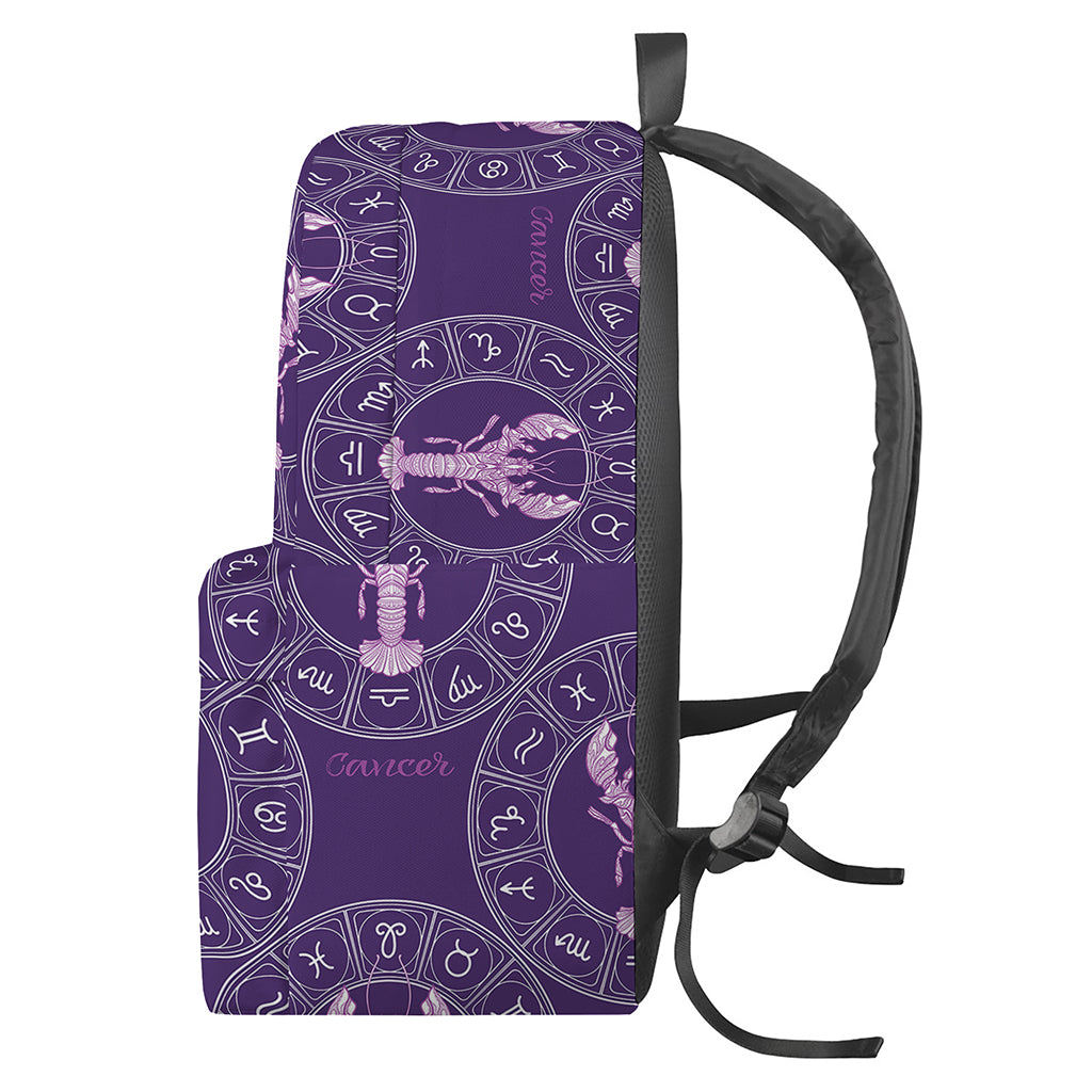 Purple Cancer Zodiac Pattern Print Backpack