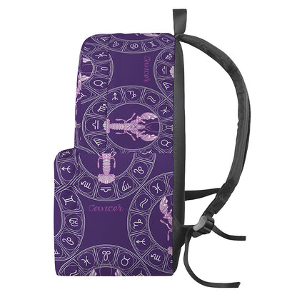 Purple Cancer Zodiac Pattern Print Backpack