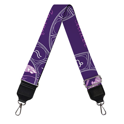 Purple Cancer Zodiac Pattern Print Bag Strap