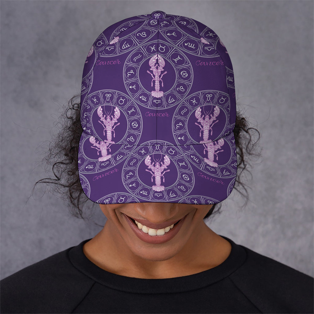Purple Cancer Zodiac Pattern Print Baseball Cap