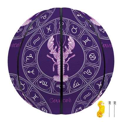 Purple Cancer Zodiac Pattern Print Basketball