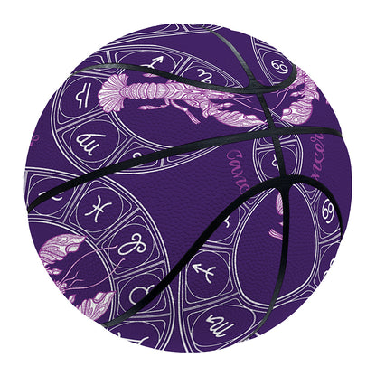 Purple Cancer Zodiac Pattern Print Basketball