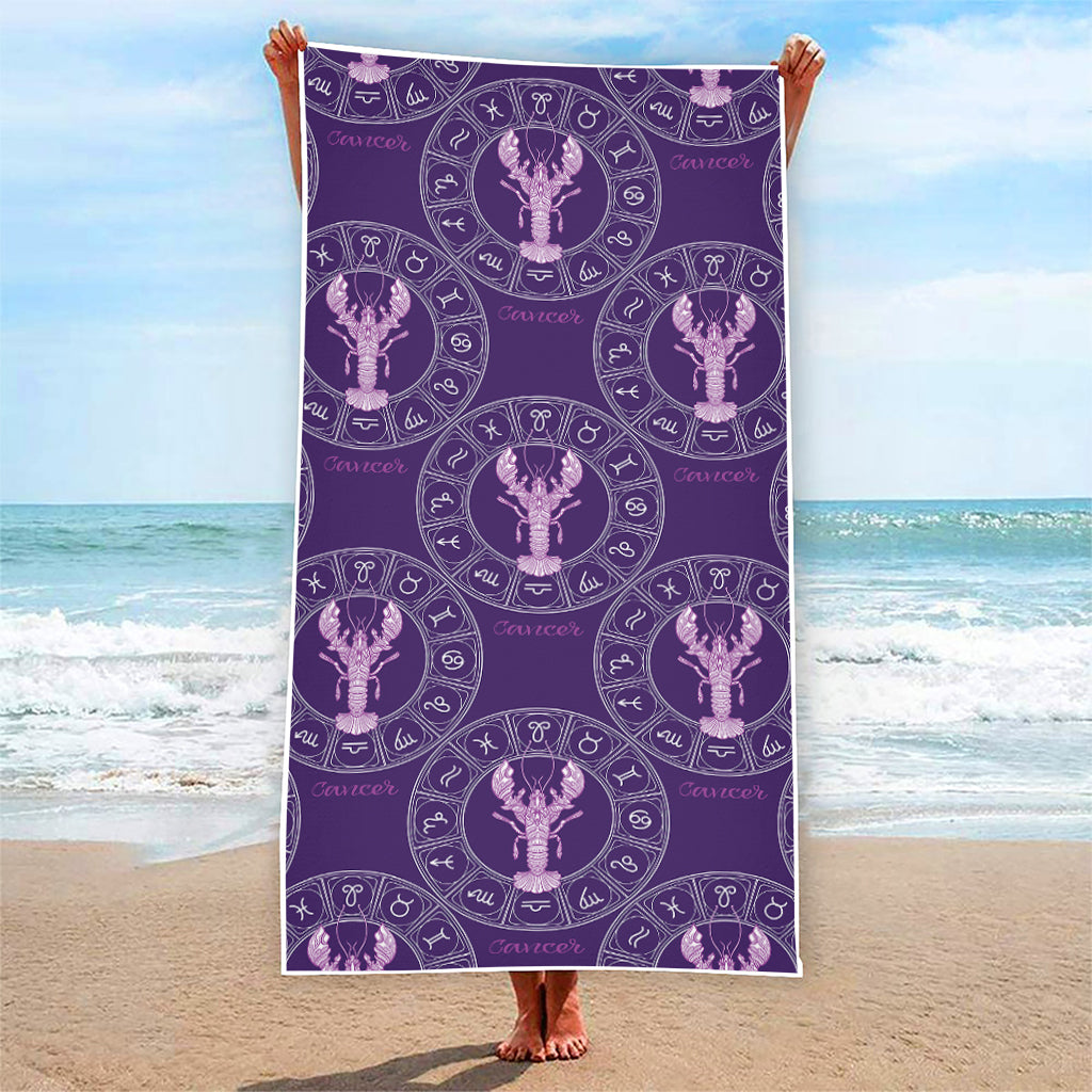 Purple Cancer Zodiac Pattern Print Beach Towel