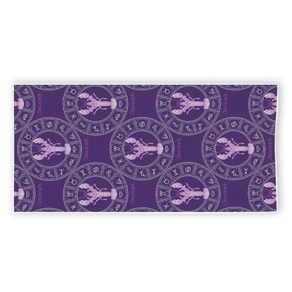 Purple Cancer Zodiac Pattern Print Beach Towel