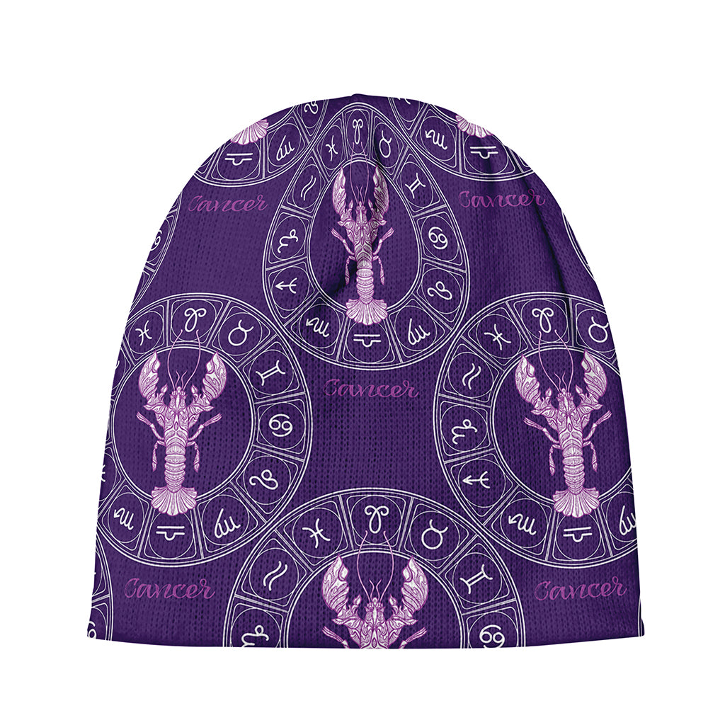 Purple Cancer Zodiac Pattern Print Beanie
