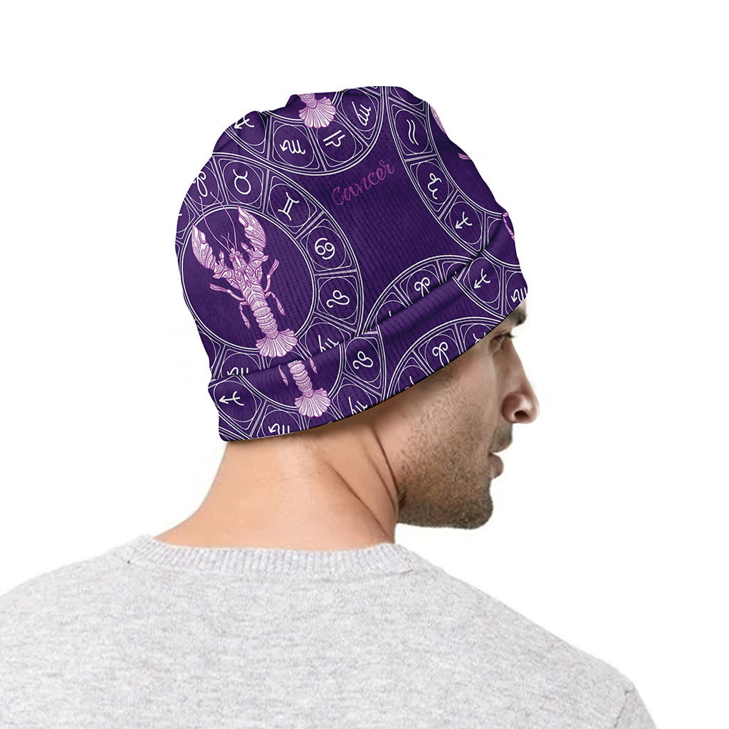 Purple Cancer Zodiac Pattern Print Beanie
