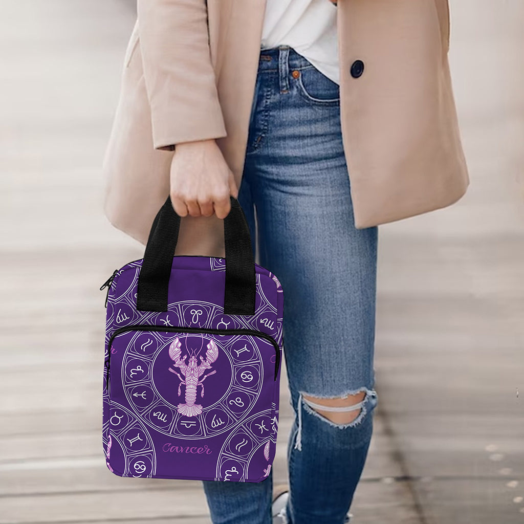 Purple Cancer Zodiac Pattern Print Bible Tote Bag