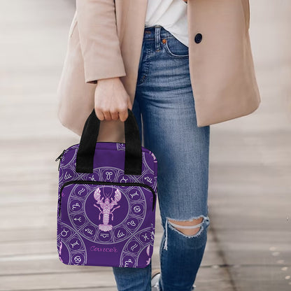 Purple Cancer Zodiac Pattern Print Bible Tote Bag