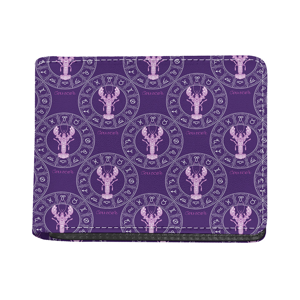 Purple Cancer Zodiac Pattern Print Bifold Wallet