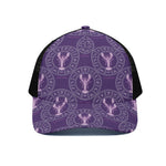 Purple Cancer Zodiac Pattern Print Black Mesh Trucker Cap