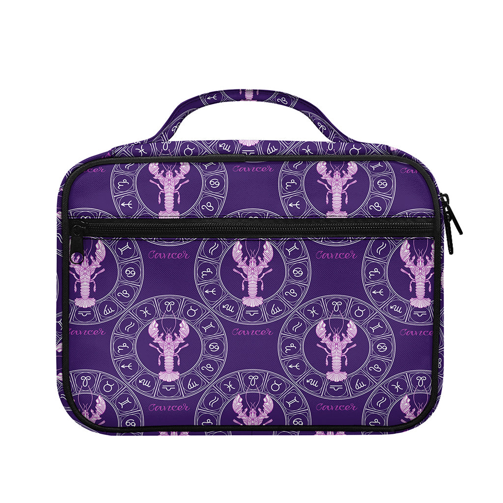 Purple Cancer Zodiac Pattern Print Briefcase Bible Bag