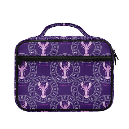 Purple Cancer Zodiac Pattern Print Briefcase Bible Bag