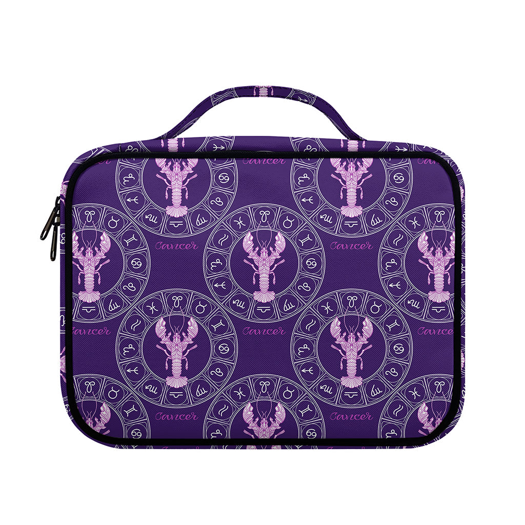 Purple Cancer Zodiac Pattern Print Briefcase Bible Bag