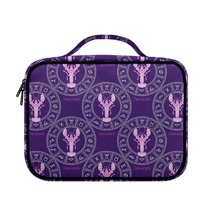 Purple Cancer Zodiac Pattern Print Briefcase Bible Bag