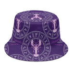 Purple Cancer Zodiac Pattern Print Bucket Hat