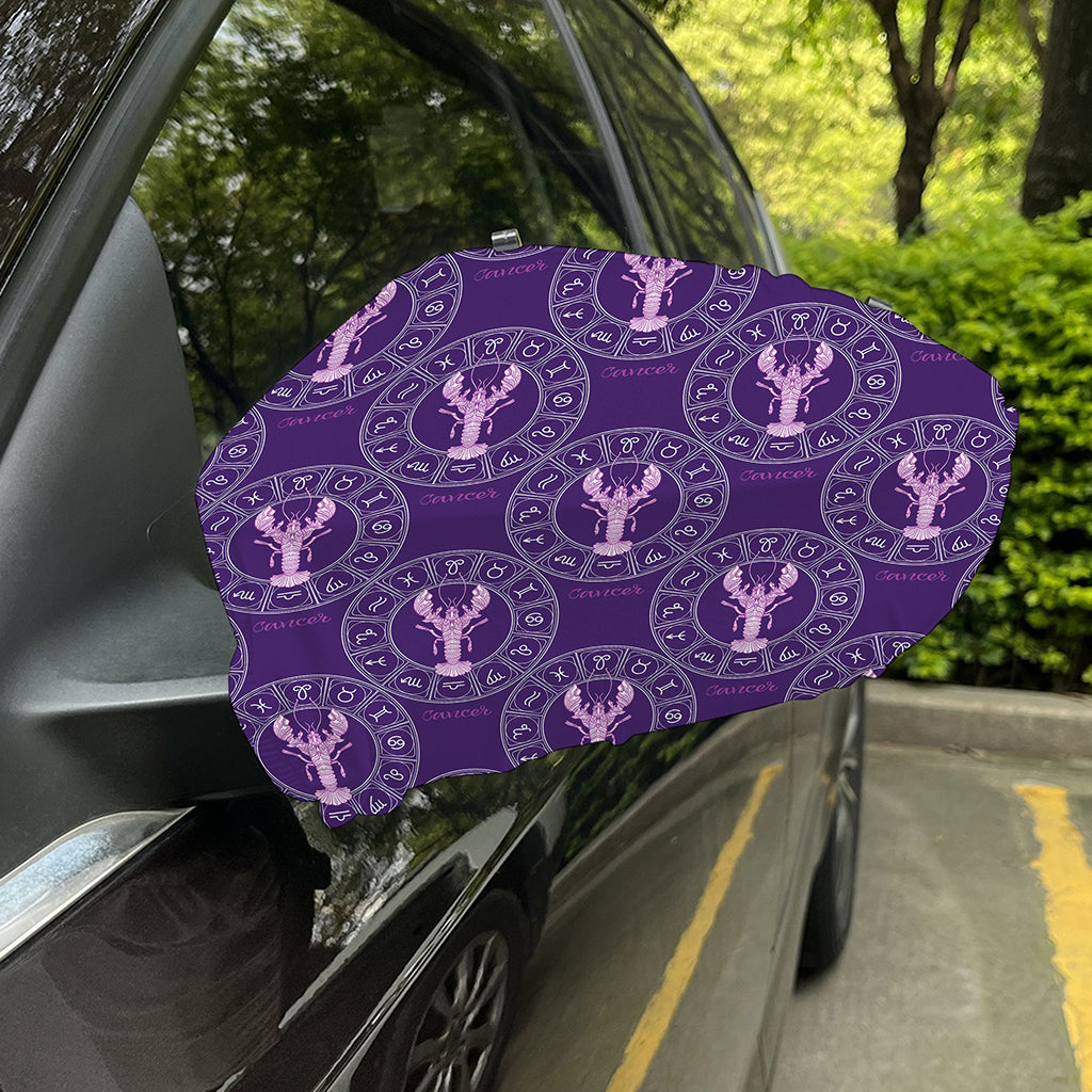 Purple Cancer Zodiac Pattern Print Car Side Mirror Covers
