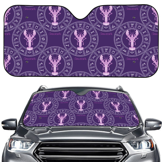 Purple Cancer Zodiac Pattern Print Car Windshield Sun Shade