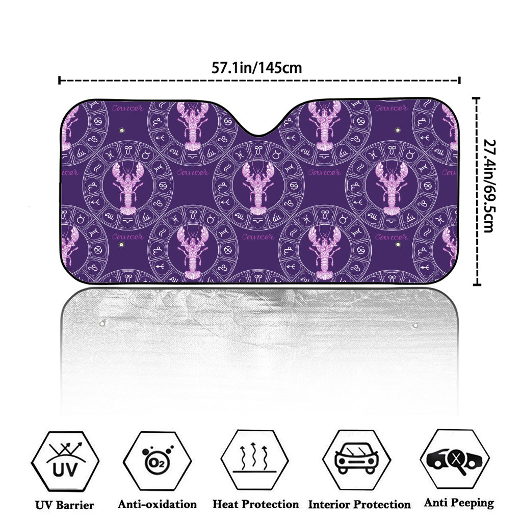 Purple Cancer Zodiac Pattern Print Car Windshield Sun Shade