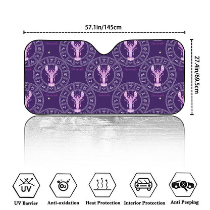 Purple Cancer Zodiac Pattern Print Car Windshield Sun Shade