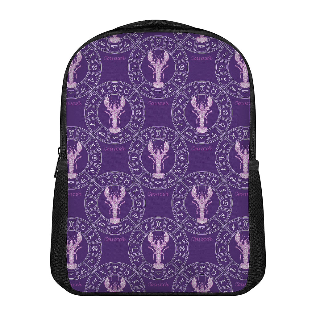 Purple Cancer Zodiac Pattern Print Casual Backpack
