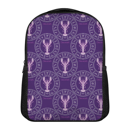 Purple Cancer Zodiac Pattern Print Casual Backpack
