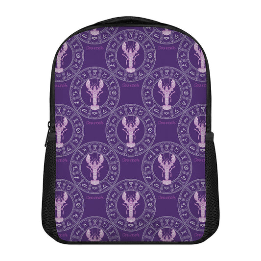 Purple Cancer Zodiac Pattern Print Casual Backpack