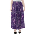 Purple Cancer Zodiac Pattern Print Chiffon Maxi Skirt