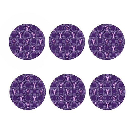 Purple Cancer Zodiac Pattern Print Coaster Set