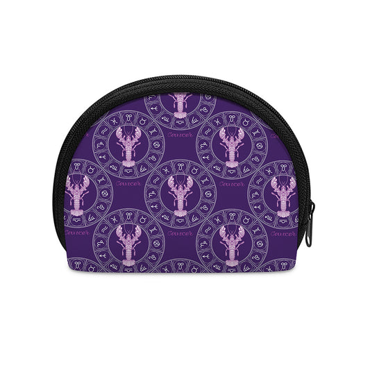 Purple Cancer Zodiac Pattern Print Coin Purse
