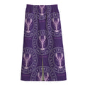 Purple Cancer Zodiac Pattern Print Cotton Front Slit Maxi Skirt