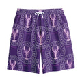 Purple Cancer Zodiac Pattern Print Cotton Shorts