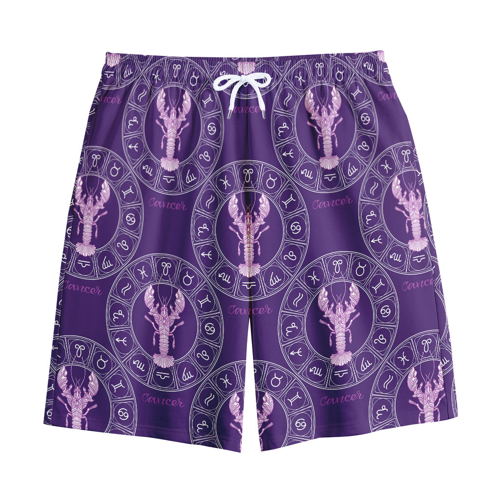 Purple Cancer Zodiac Pattern Print Cotton Shorts