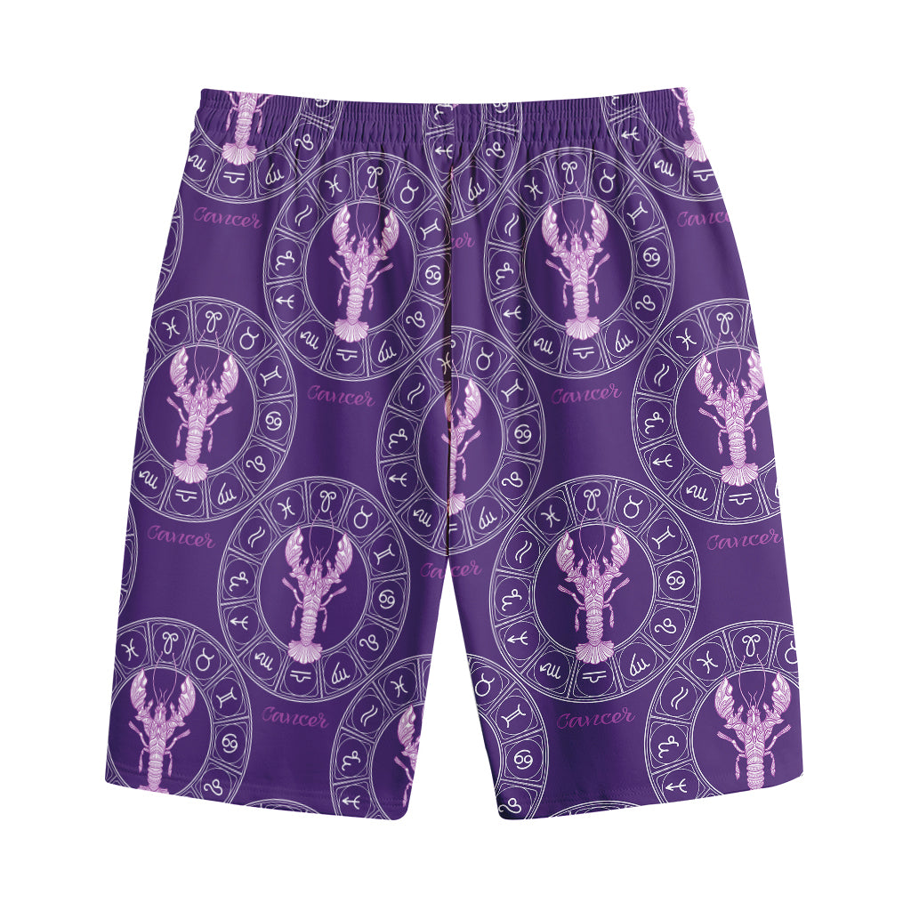 Purple Cancer Zodiac Pattern Print Cotton Shorts