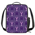 Purple Cancer Zodiac Pattern Print Crossbody Lunch Bag