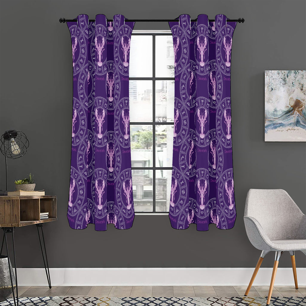 Purple Cancer Zodiac Pattern Print Curtain