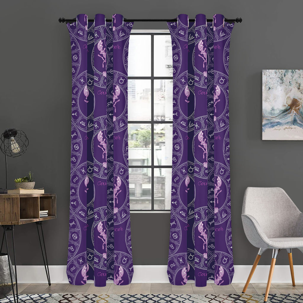 Purple Cancer Zodiac Pattern Print Curtain