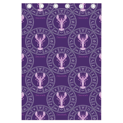 Purple Cancer Zodiac Pattern Print Curtain